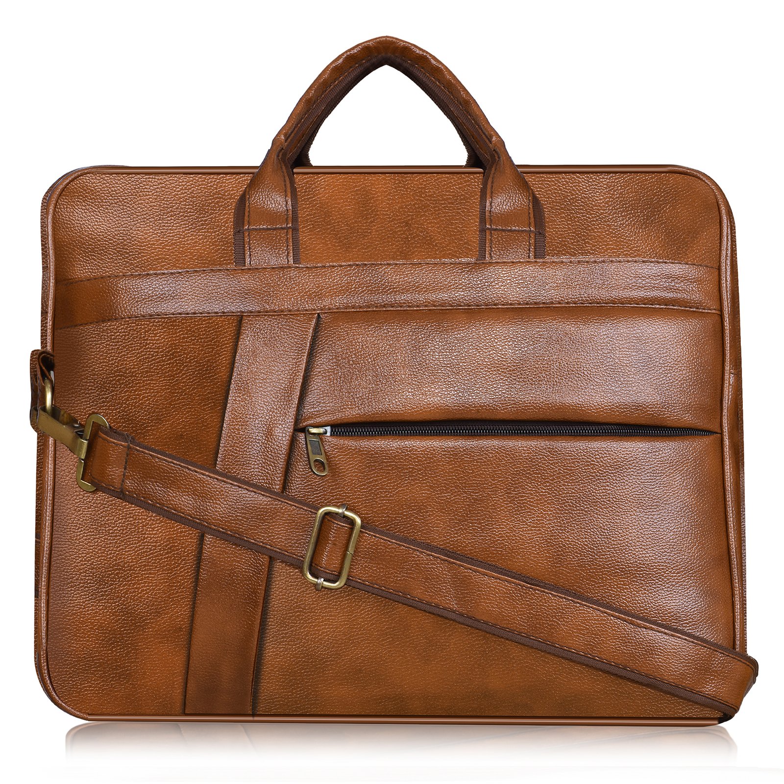 Glossy Tan Color Faux Leather 10L Messenger Bag BG04