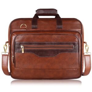 Tan & Brown Color Faux Leather 28L Messenger Bag BG103