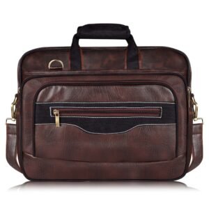 Brown & Black Color Faux Leather 28L Messenger Bag BG106