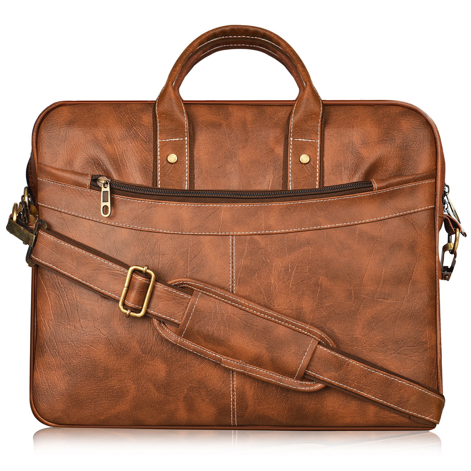 Tan Color Faux Leather 10L Messenger Bag BG14