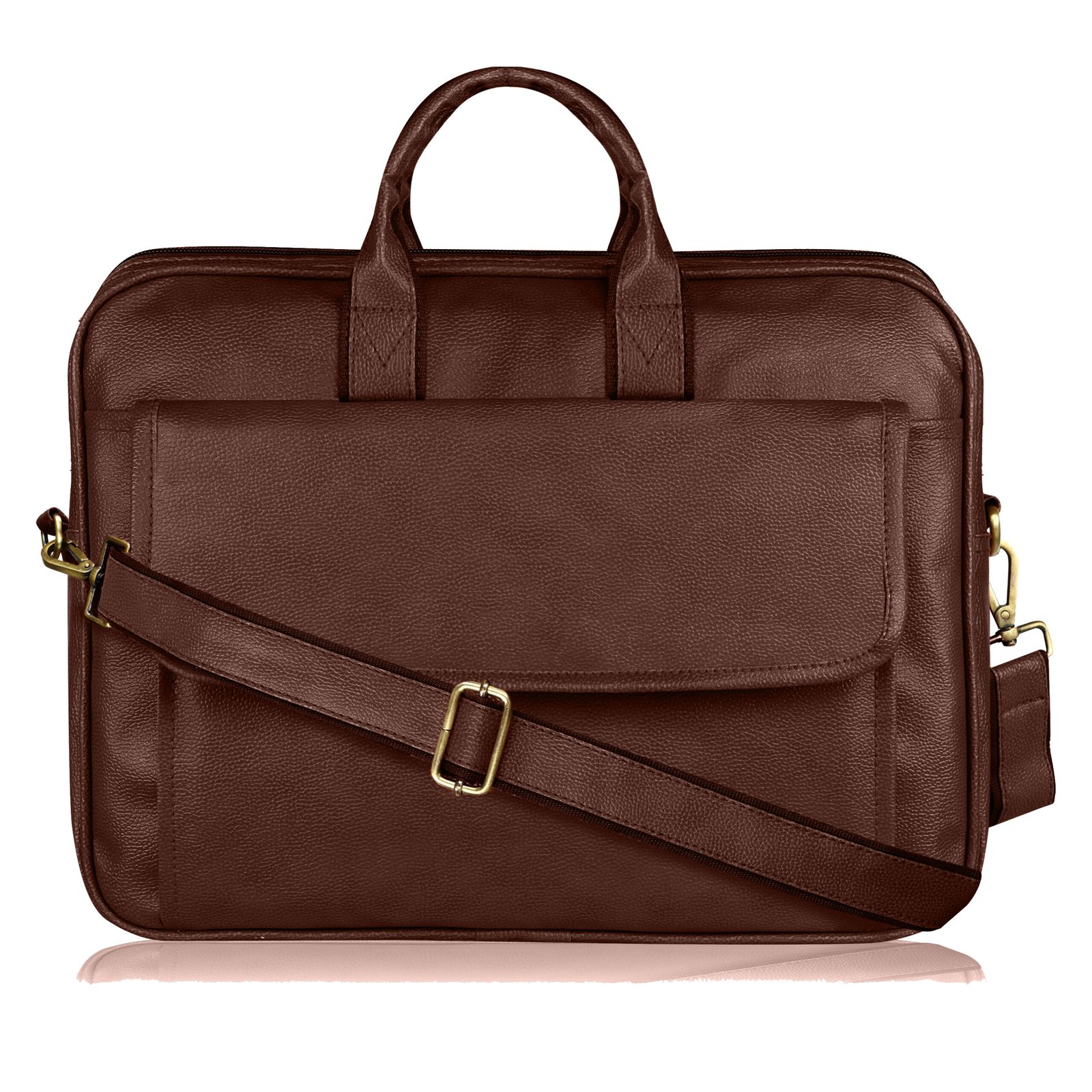 Glossy Brown Color Faux Leather 9.44L Messenger Bag BG113