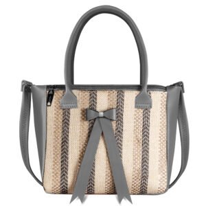 Grey Glamorous Faux Leather Handbag HB24