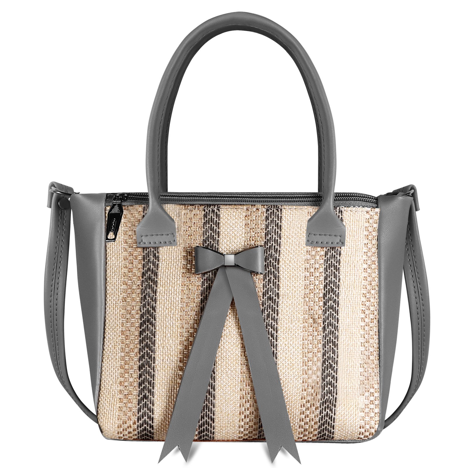 Grey Glamorous Faux Leather Handbag HB24