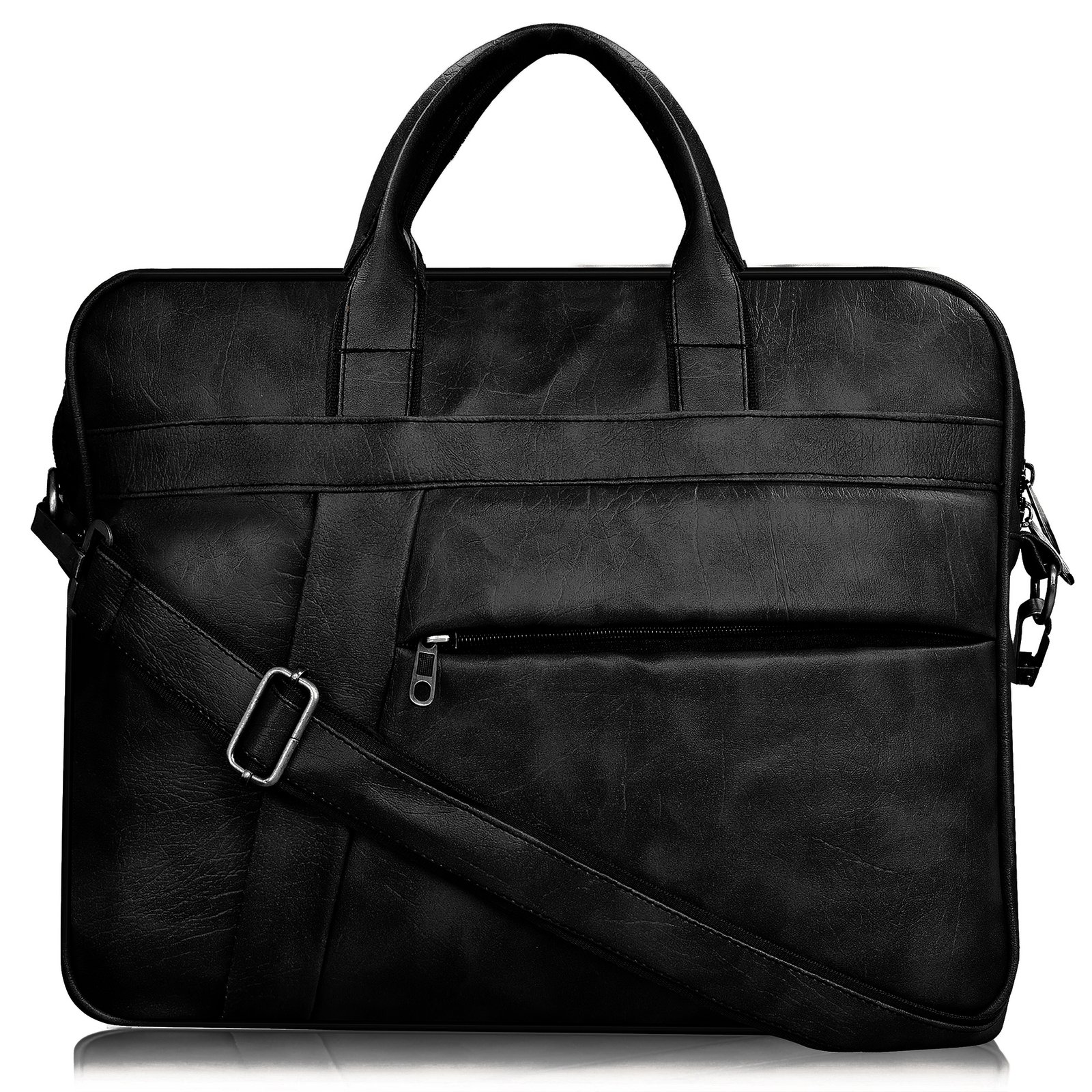 Black Color Faux Leather 10L Messenger Bag BG17