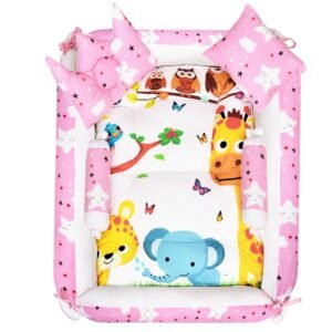 Multicolor 4 Pillows & Square shape Cotton Baby Bed BB08