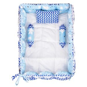 Blue 3 Pillows & Square shape Cotton Baby Bed BB17