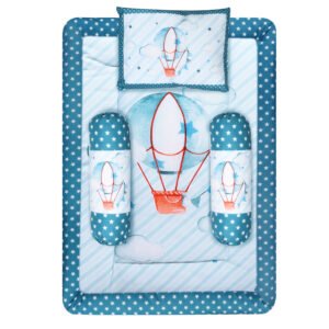 Grey 3 Pillows & Rectangle shape Balloons Theme Cotton Baby Bed BB110