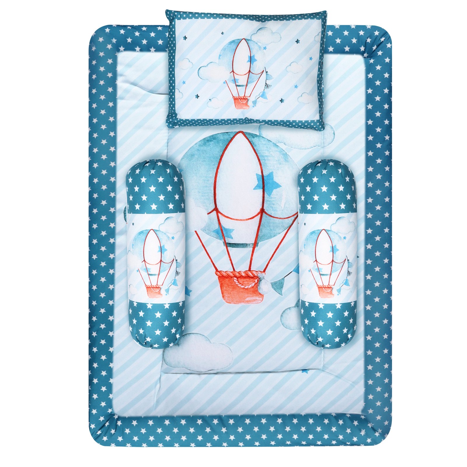 Grey 3 Pillows & Rectangle shape Balloons Theme Cotton Baby Bed BB110