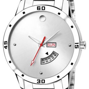 Silver Day Date Analog Watch For Men LR103