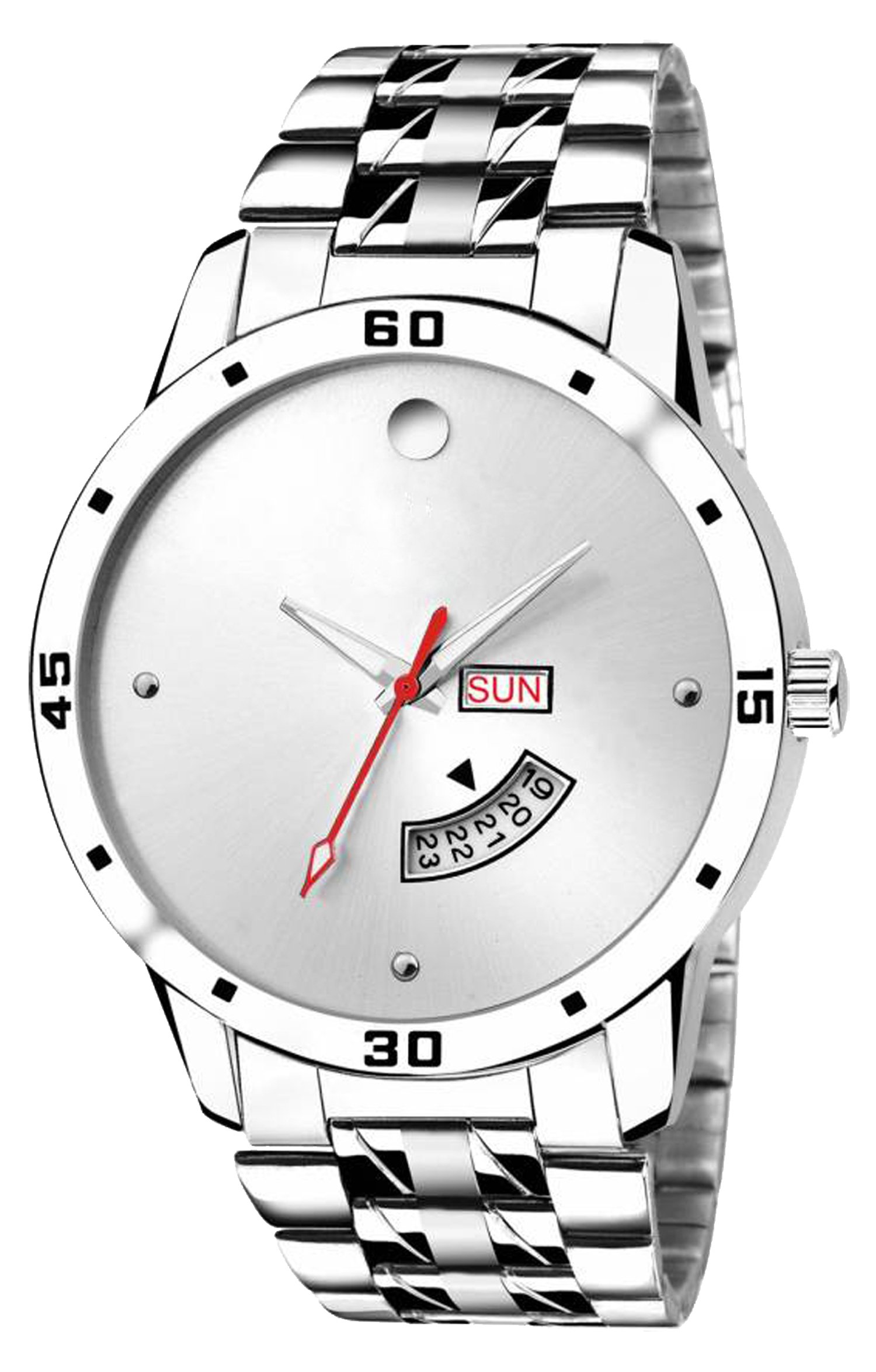 Silver Day Date Analog Watch For Men LR103