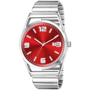 Red Dial Date Function Analog Watch For Men LR156