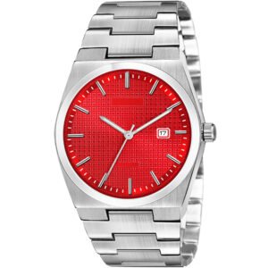 Red Dial Date Function Analog Watch For Men LR161