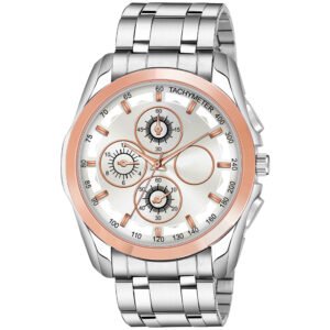 Silver & Rose Gold Dummy Chronograph Metal Analog Watch For Men LR115