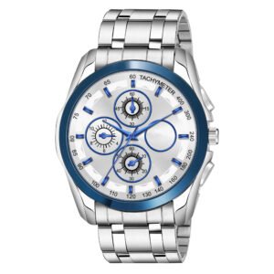 Blue & Silver Dummy Chronograph Metal Analog Watch For Men LR117