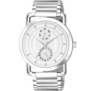 White 3D Embossed Stainless Steel Analog Watch For Men LR121