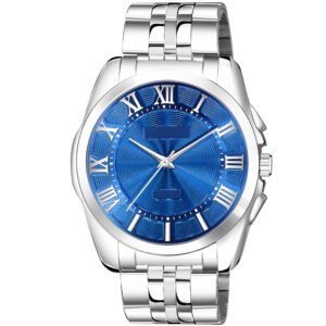 Blue 3D Roman Stainless Steel Analog Watch For Men LR126