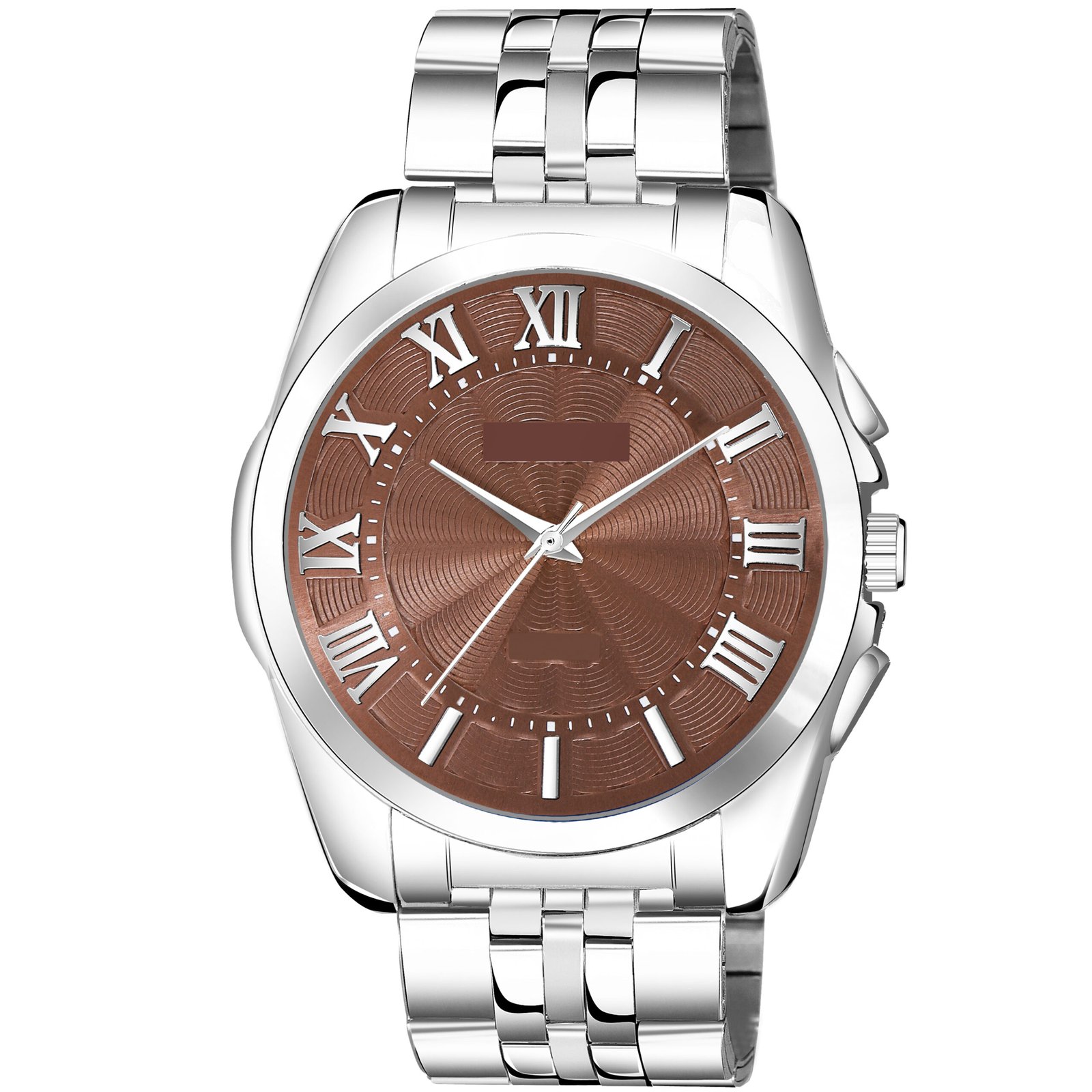 Brown 3D Roman Stainless Steel Analog Watch For Men LR127