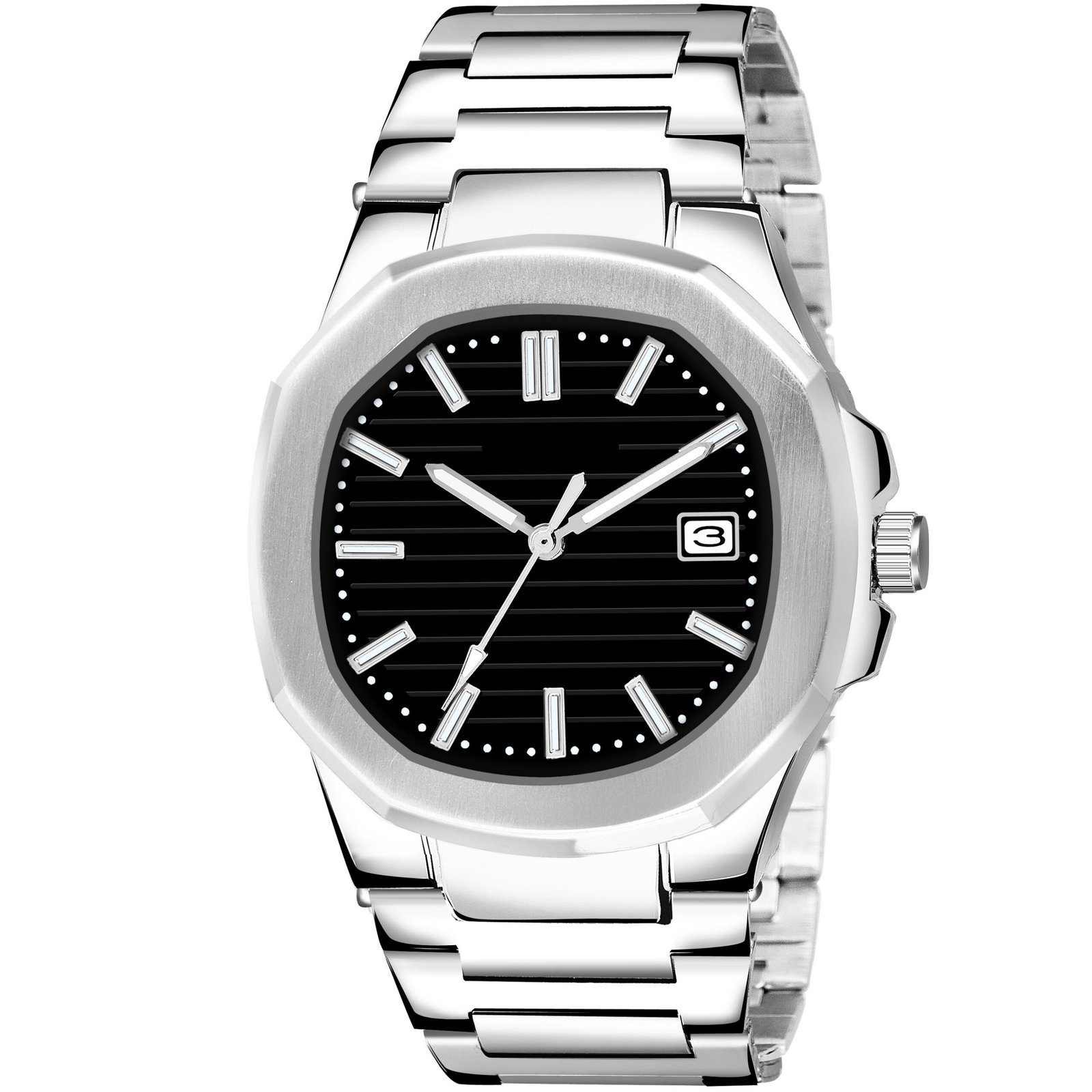 Black Dial Date Function Analog Watch For Men LR144