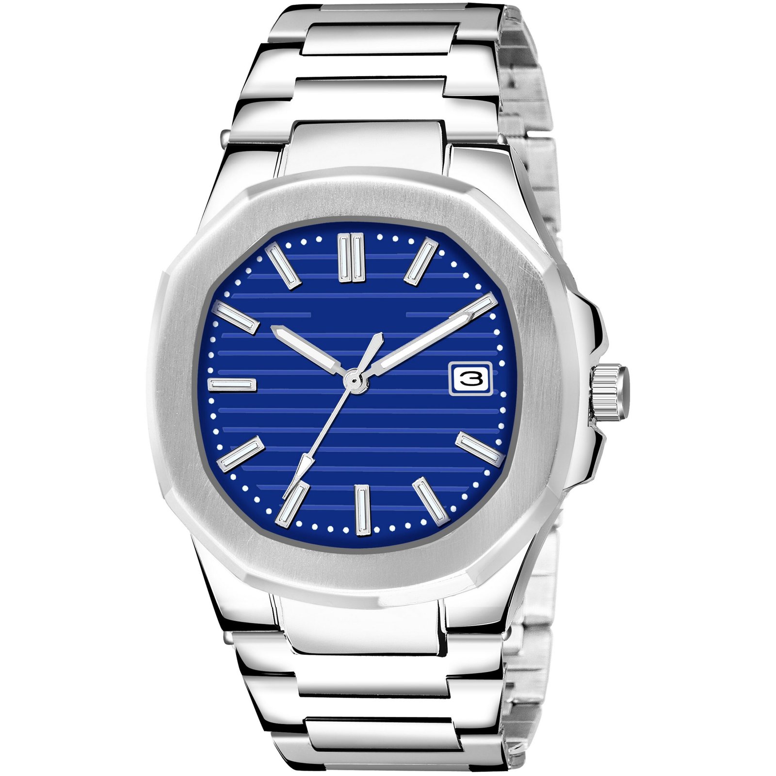 Blue Dial Date Function Analog Watch For Men LR145