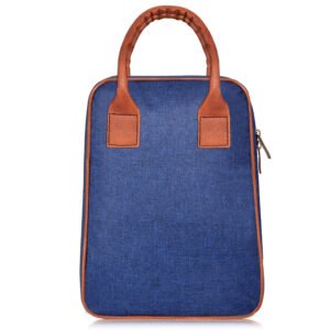Blue Linen Textured Insulated Tiffin Bag TB01