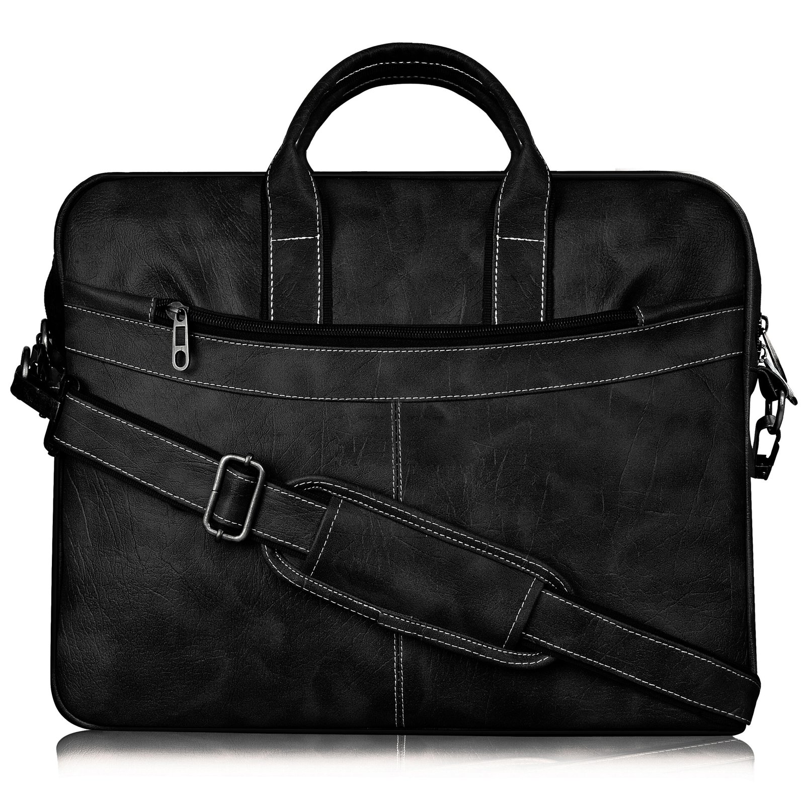 Black Color Faux Leather 10L Messenger Bag BG36