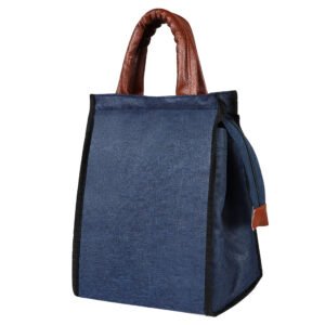 Blue Linen Textured Insulated Tiffin Bag TB07