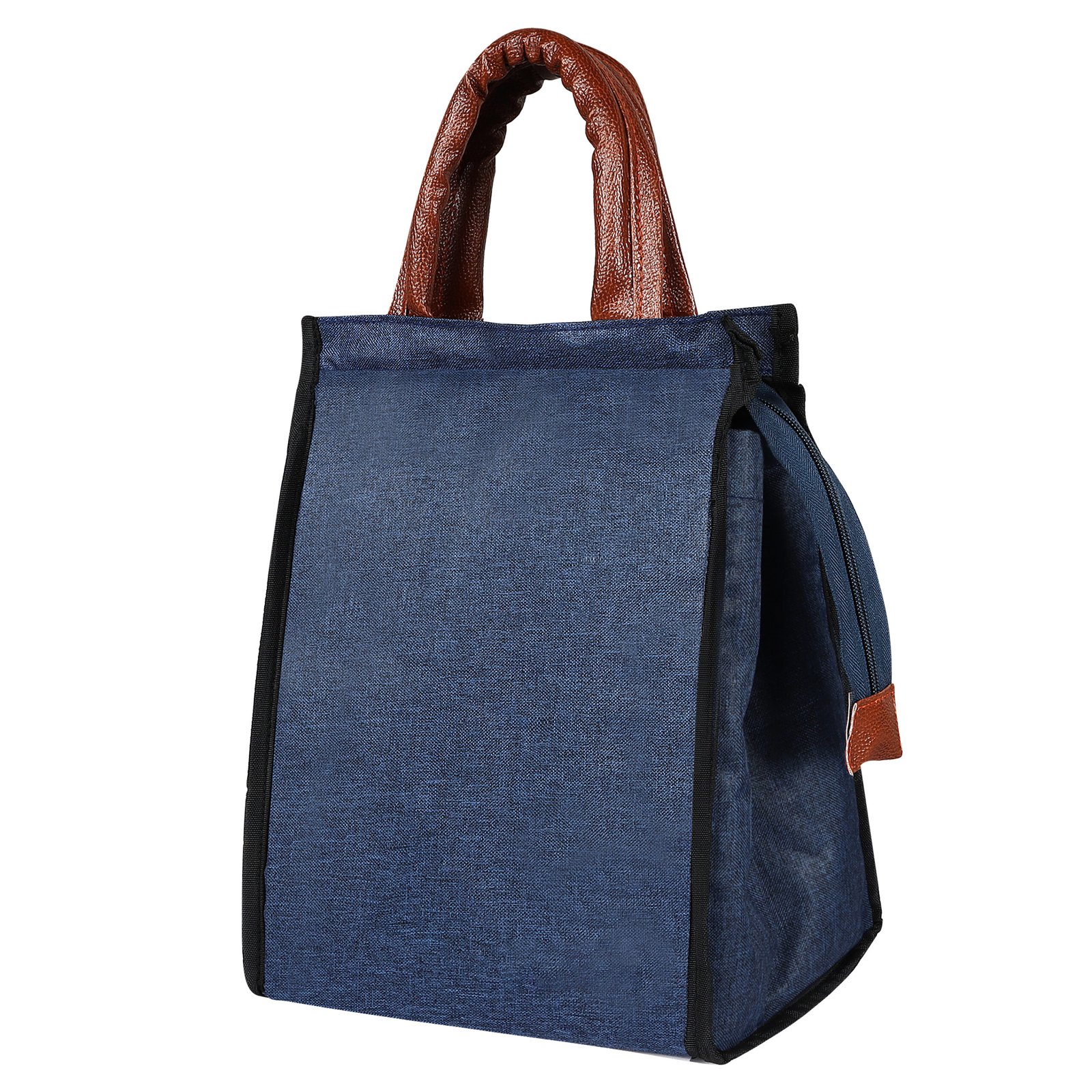 Blue Linen Textured Insulated Tiffin Bag TB07