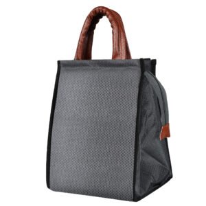 Grey Linen Textured Insulated Tiffin Bag TB10