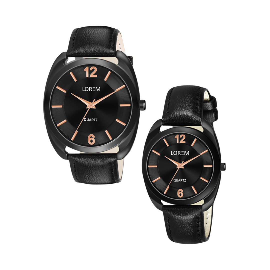Black Stylish Dial Analog Watch For Lovely Couple LR75-LR322