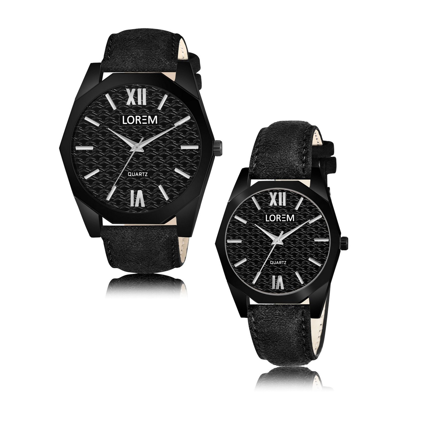 Black 3d embossed Dial Analog Watch For Lovely Couple LR82-LR329
