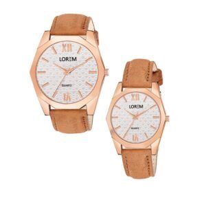White 3d embossed Dial Analog Watch For Lovely Couple LR84-LR331