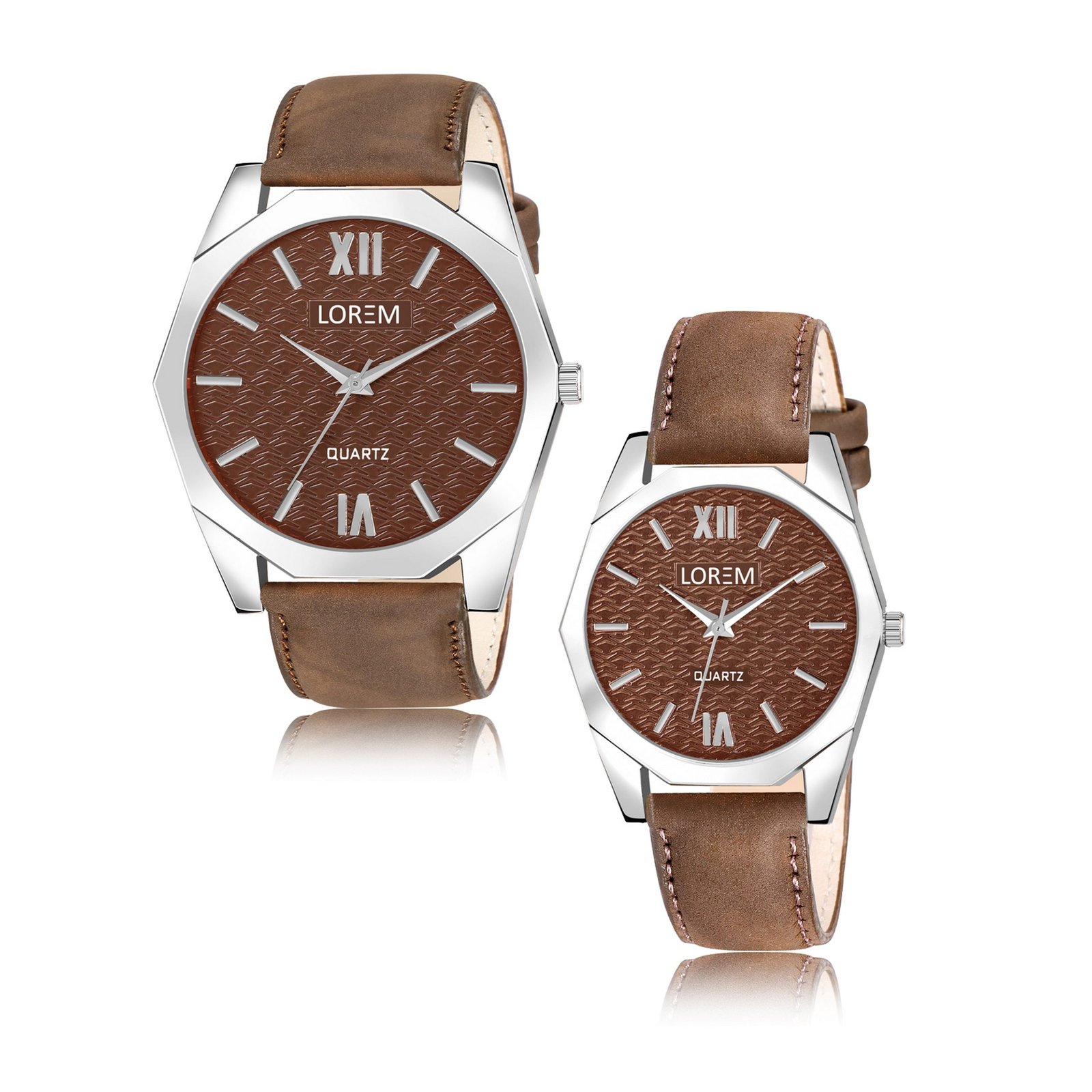 Brown 3d embossed Dial Analog Watch For Lovely Couple LR85-LR332