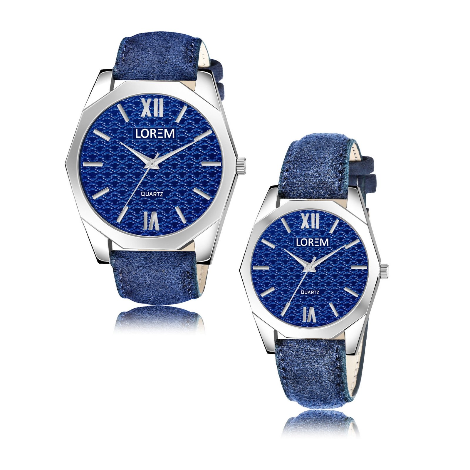 Blue 3d embossed Dial Analog Watch For Lovely Couple LR86-LR333