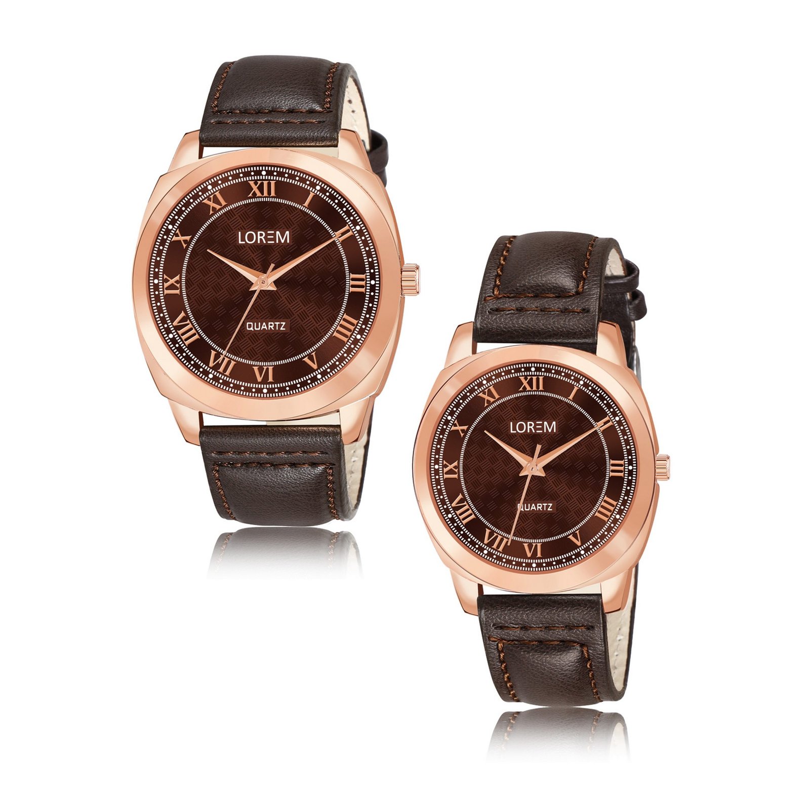 Brown Cubic Designer Printed Dial Analog Watch For Lovely Couple LR89-LR336