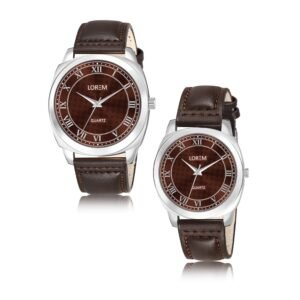 Brown Cubic Designer Printed Dial Analog Watch For Lovely Couple LR91-LR338