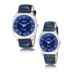Blue Cubic Designer Printed Dial Analog Watch For Lovely Couple LR92-LR339