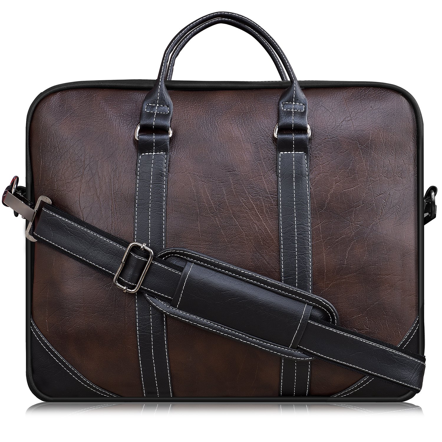 Brown & Black Color Faux Leather 10L Messenger Bag BG44