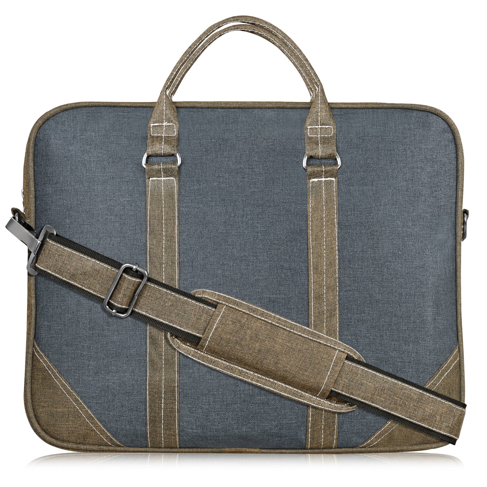 Grey & Khaki Color Linen 10L Messenger Bag BG46