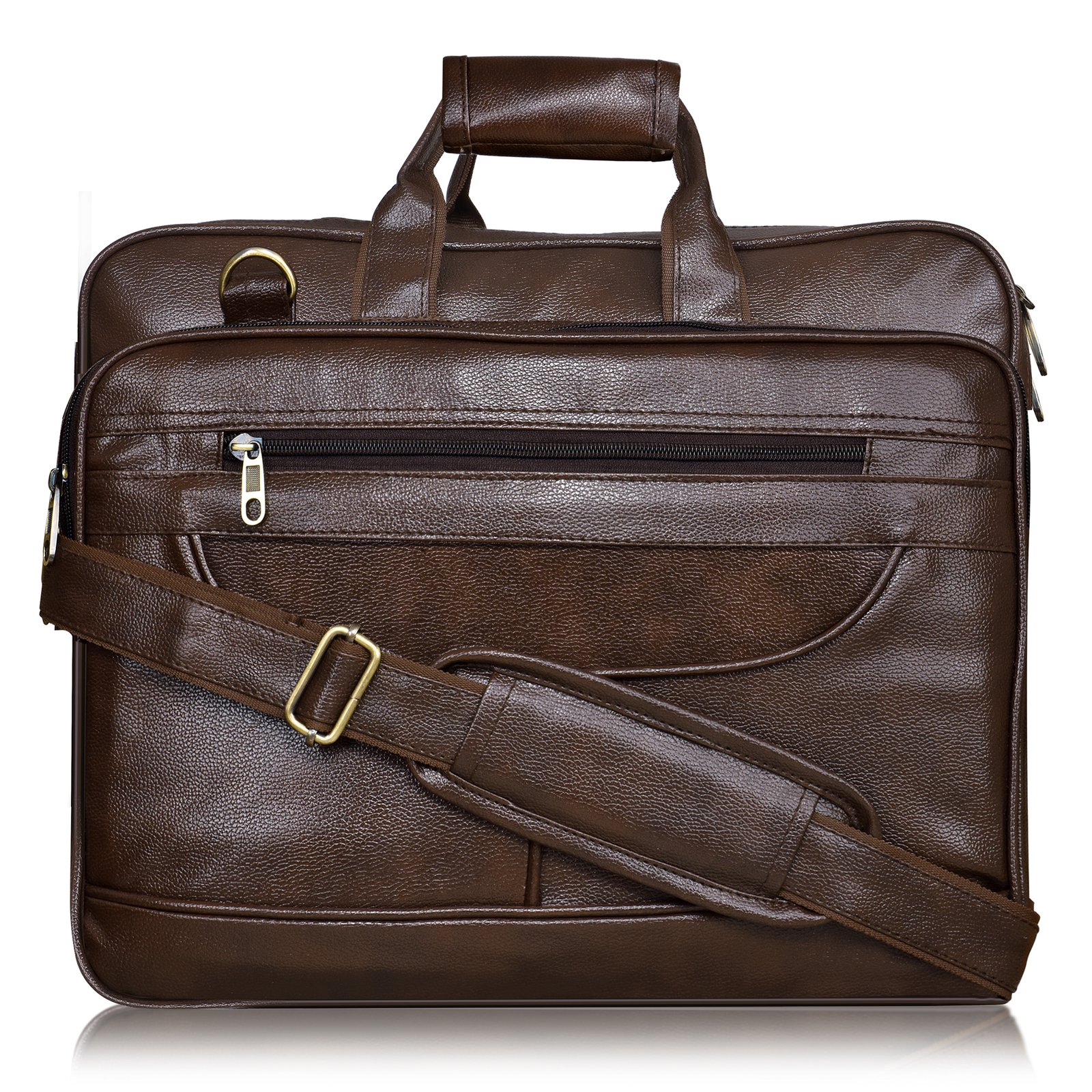 Chocolate Color Faux Leather 28L Messenger Bag BG08