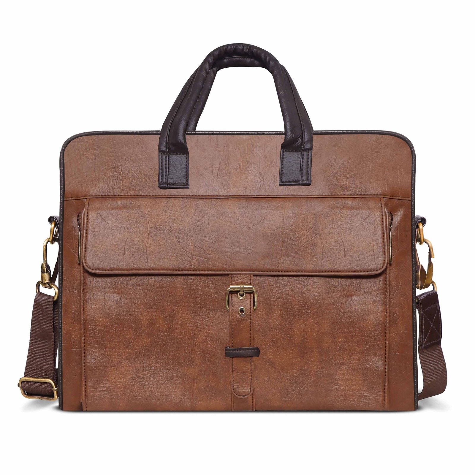 Tan Color Faux Leather 10L Messenger Bag BG53