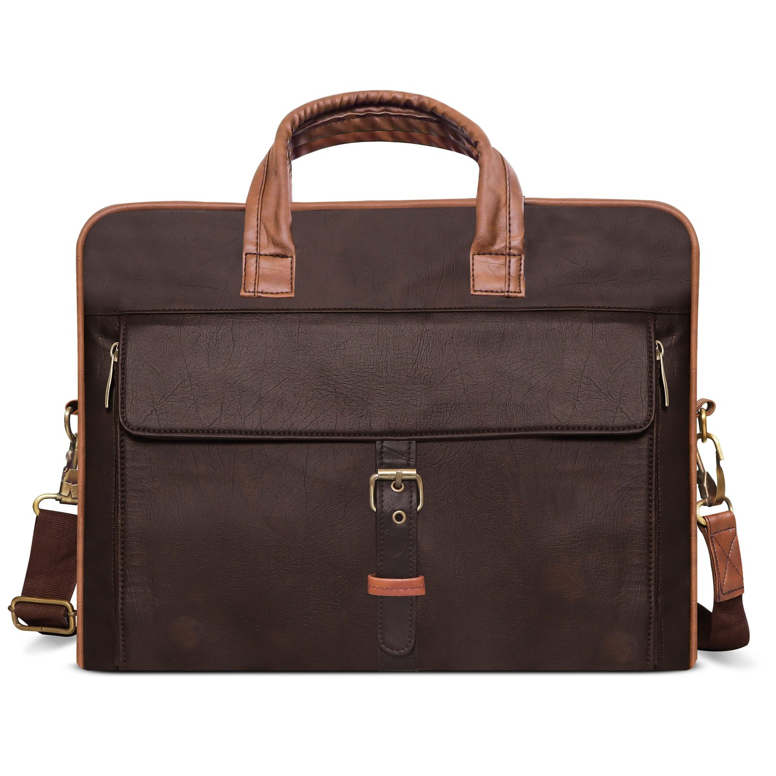 Brown Color Faux Leather 10L Messenger Bag BG57