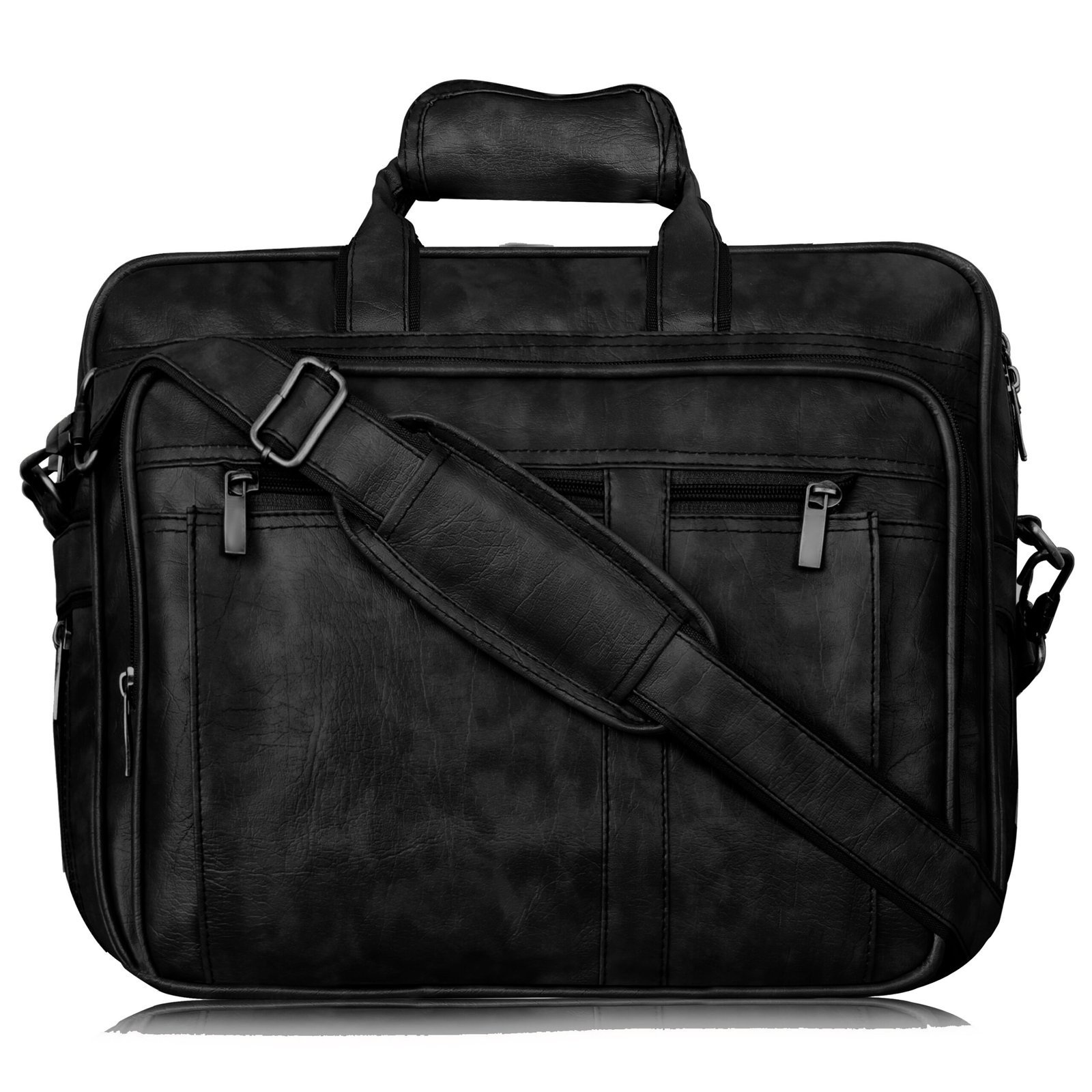 Black Color Faux Leather 28L Messenger Bag BG62