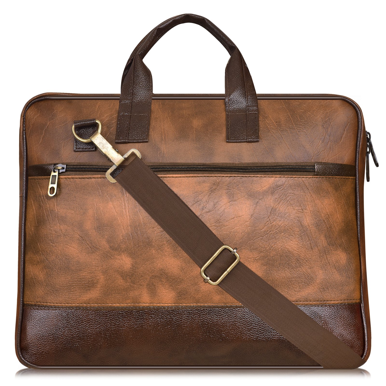 Tan & Brown Color Faux Leather 10L Messenger Bag BG12