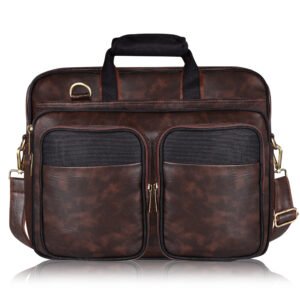 Brown & Black Color Faux Leather 28L Messenger Bag BG97