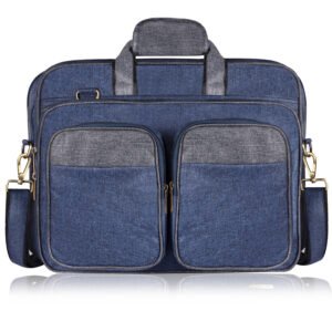 Blue & Grey Color Linen fabric 28L Messenger Bag BG99