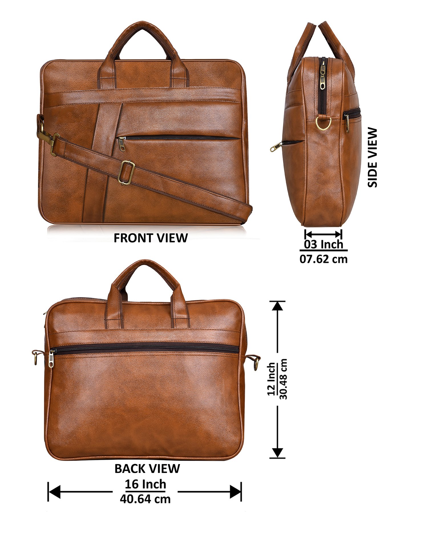 Glossy Tan Color Faux Leather 10L Messenger Bag BG04