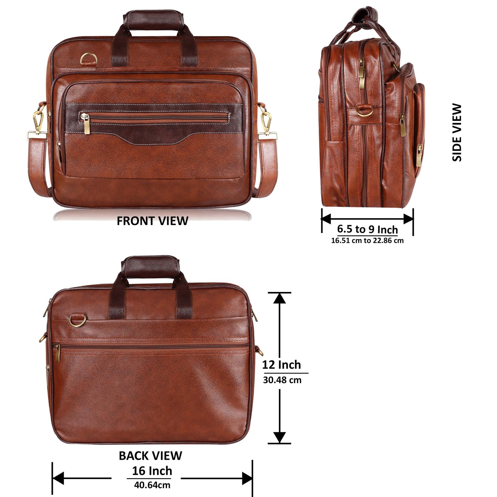 Tan & Brown Color Faux Leather 28L Messenger Bag BG103