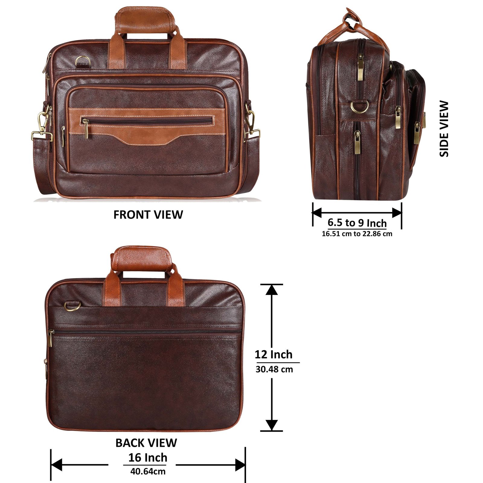 Chocolate & Tan Color Faux Leather 28L Messenger Bag BG104