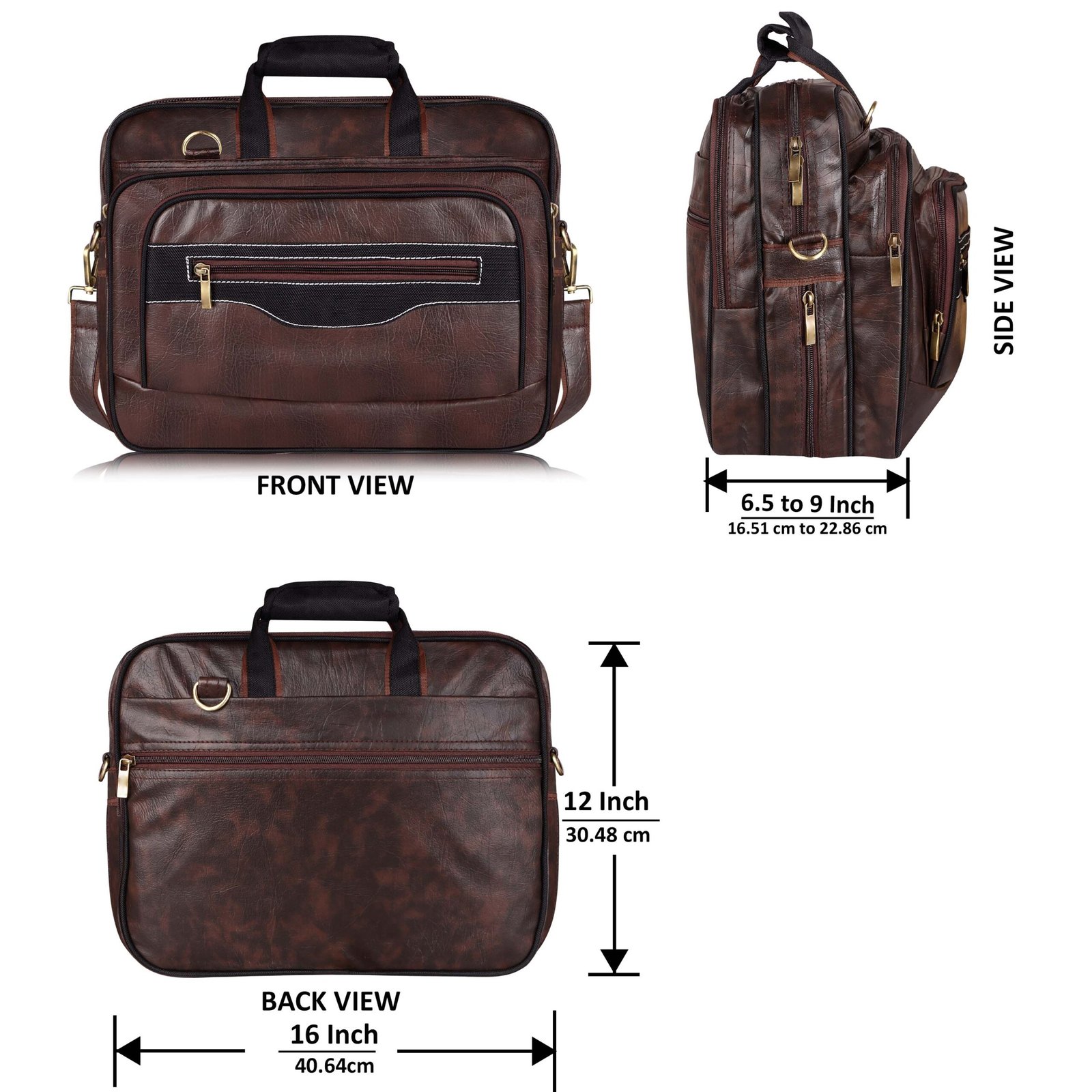 Brown & Black Color Faux Leather 28L Messenger Bag BG106