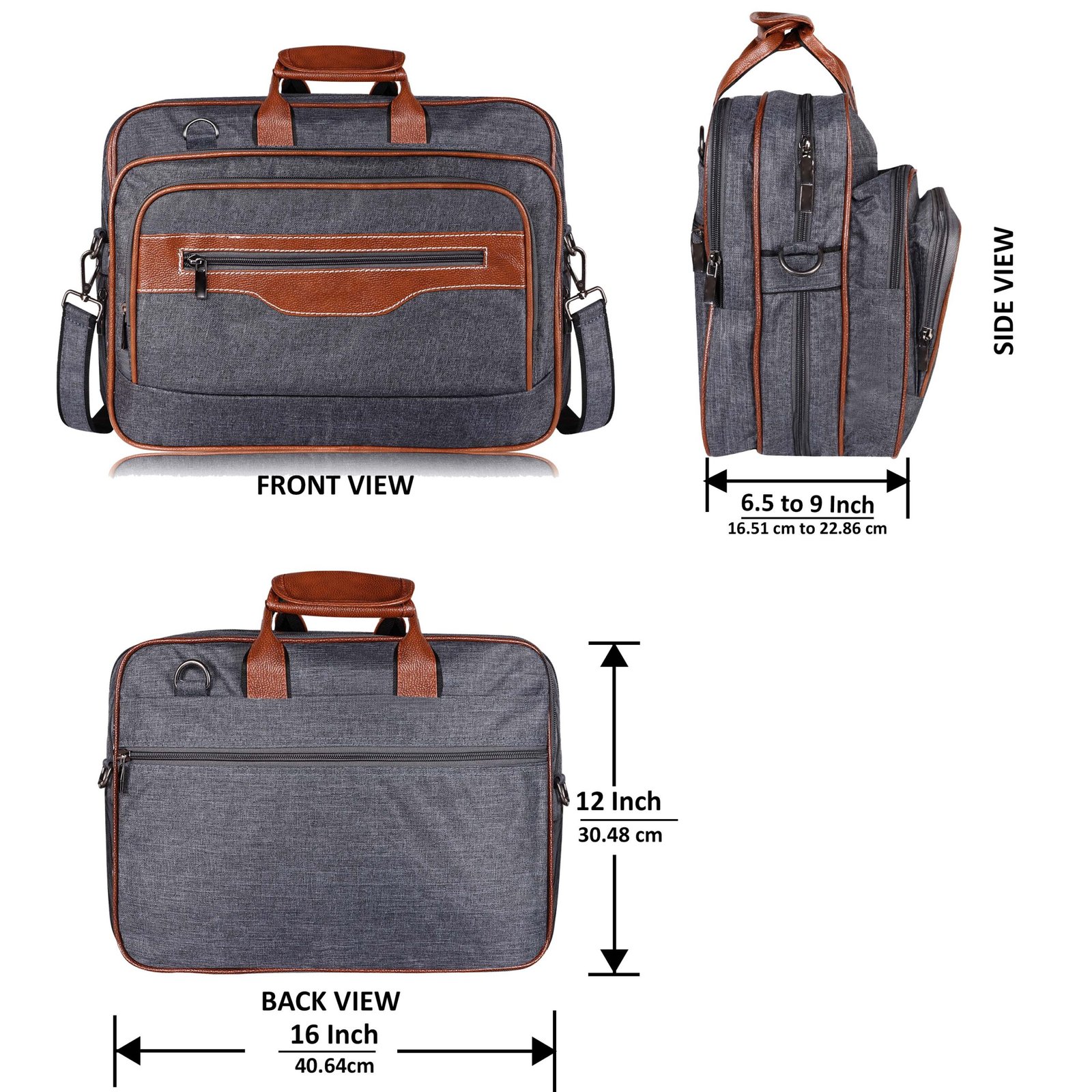 Grey & Tan Color Linen fabric 28L Messenger Bag BG107